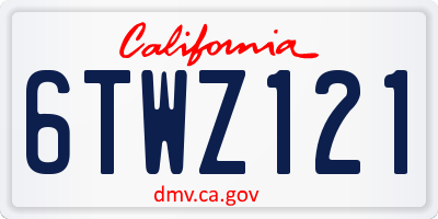 CA license plate 6TWZ121