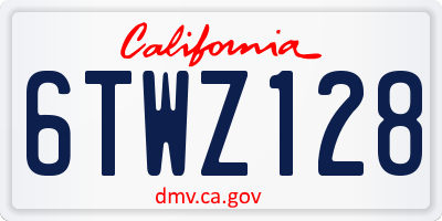 CA license plate 6TWZ128