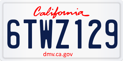 CA license plate 6TWZ129