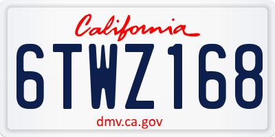 CA license plate 6TWZ168