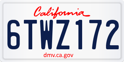 CA license plate 6TWZ172