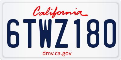 CA license plate 6TWZ180