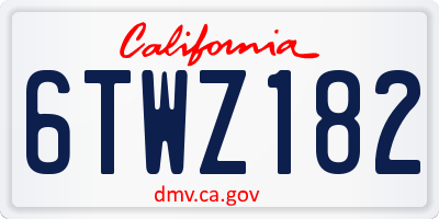 CA license plate 6TWZ182