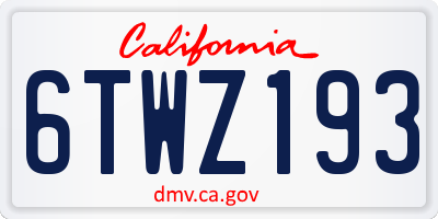 CA license plate 6TWZ193