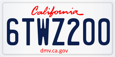 CA license plate 6TWZ200