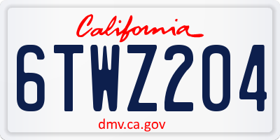 CA license plate 6TWZ204