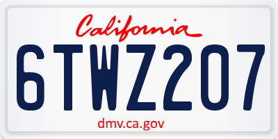 CA license plate 6TWZ207