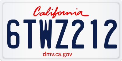 CA license plate 6TWZ212