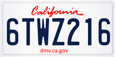 CA license plate 6TWZ216
