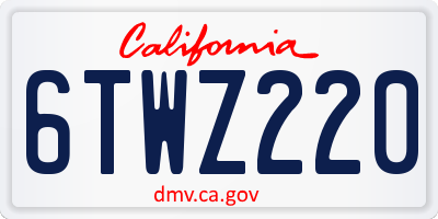CA license plate 6TWZ220