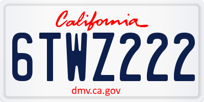 CA license plate 6TWZ222