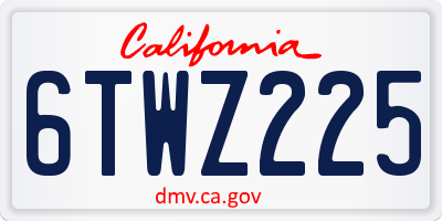CA license plate 6TWZ225