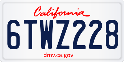 CA license plate 6TWZ228
