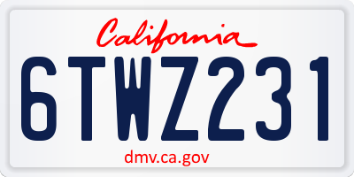 CA license plate 6TWZ231