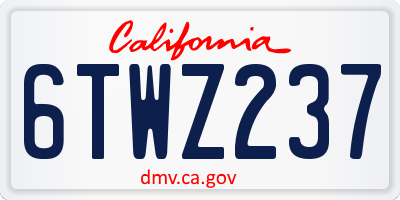 CA license plate 6TWZ237