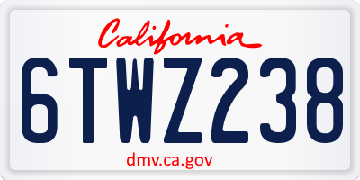 CA license plate 6TWZ238
