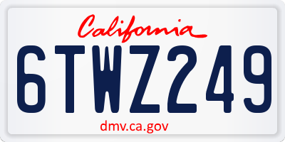 CA license plate 6TWZ249
