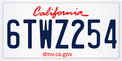 CA license plate 6TWZ254