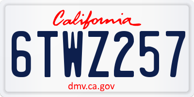 CA license plate 6TWZ257