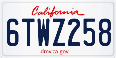 CA license plate 6TWZ258