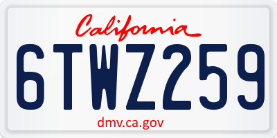 CA license plate 6TWZ259
