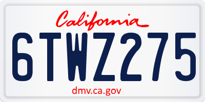 CA license plate 6TWZ275