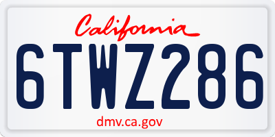 CA license plate 6TWZ286