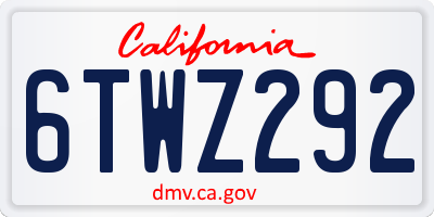 CA license plate 6TWZ292