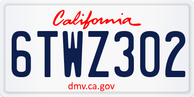 CA license plate 6TWZ302