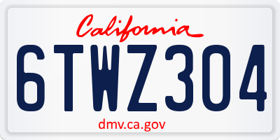 CA license plate 6TWZ304