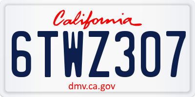 CA license plate 6TWZ307