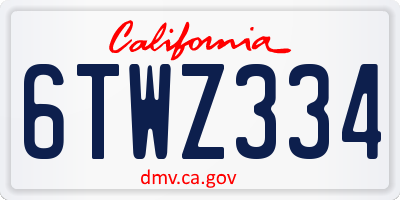 CA license plate 6TWZ334