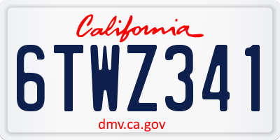 CA license plate 6TWZ341