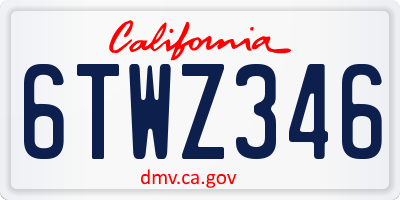 CA license plate 6TWZ346