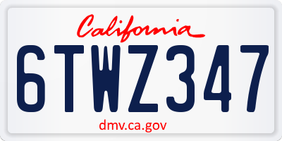 CA license plate 6TWZ347