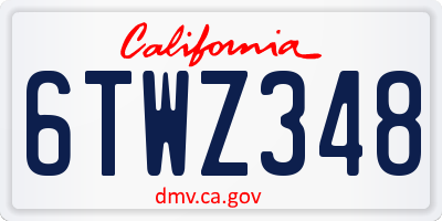 CA license plate 6TWZ348