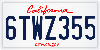 CA license plate 6TWZ355