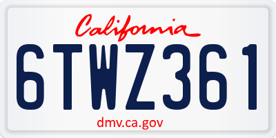 CA license plate 6TWZ361