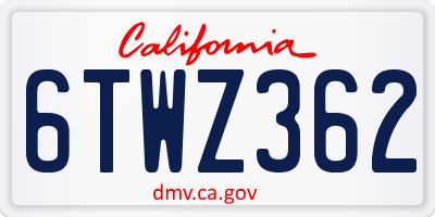 CA license plate 6TWZ362
