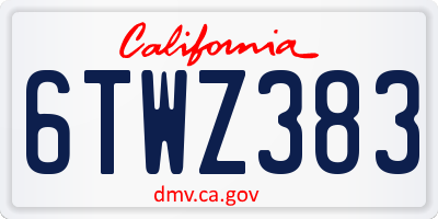 CA license plate 6TWZ383