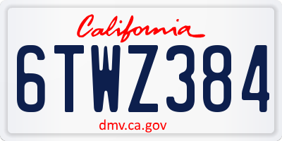 CA license plate 6TWZ384