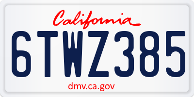 CA license plate 6TWZ385