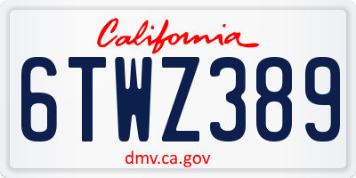 CA license plate 6TWZ389