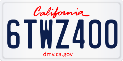 CA license plate 6TWZ400