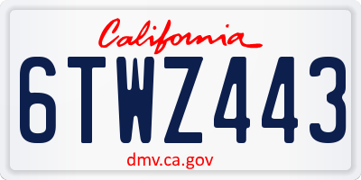 CA license plate 6TWZ443