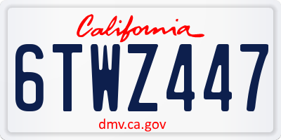 CA license plate 6TWZ447