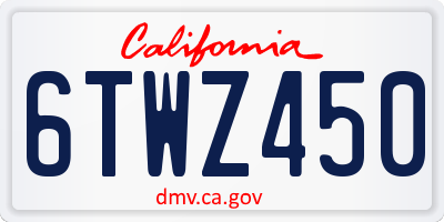CA license plate 6TWZ450