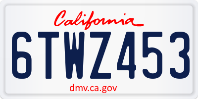 CA license plate 6TWZ453