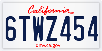 CA license plate 6TWZ454