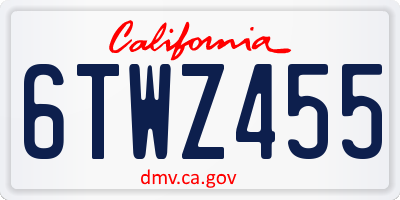 CA license plate 6TWZ455